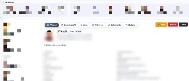 Ukázka evidence pracovníků